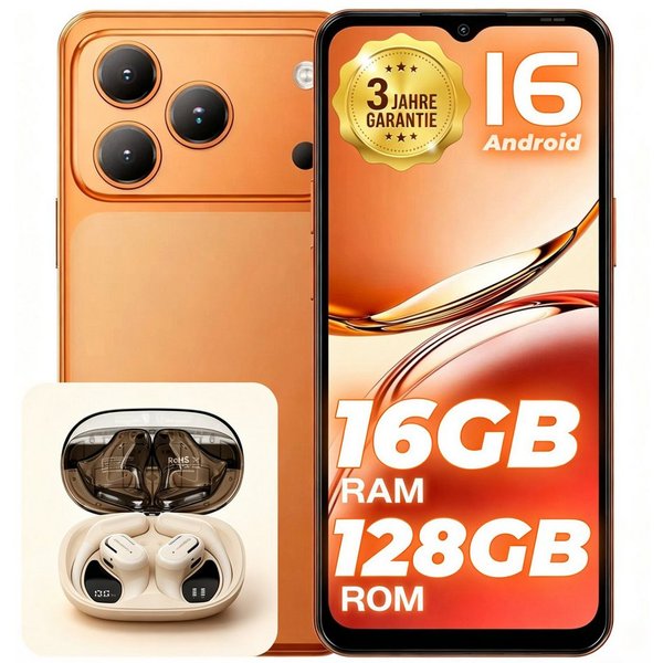 blackview Android 16 6,56" Handy WAVE 7C 16+128/2TB 60HZ 5000mAh AI Smartphone (6.56 Zoll, 128 GB Speicherplatz, 32 MP Kamera, 5000mAh Simlockfreie Handy, 32MP+