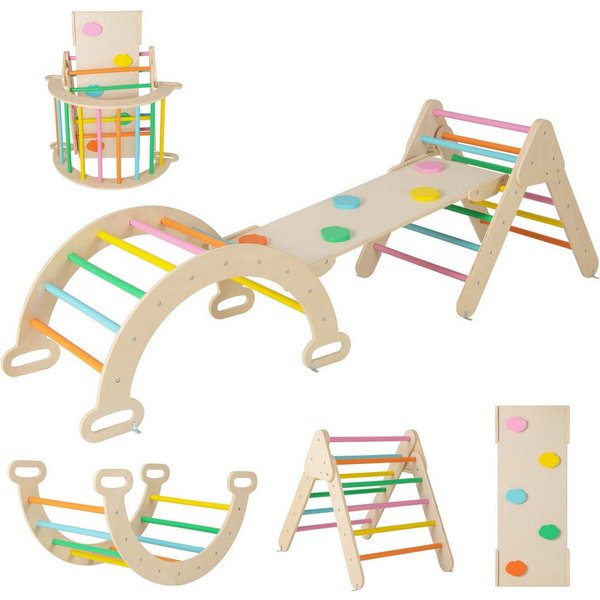 COSTWAY Klettergerüst, 4 in 1 Kletterbogen mit Rampe, Tragfähigkeit von 50kg