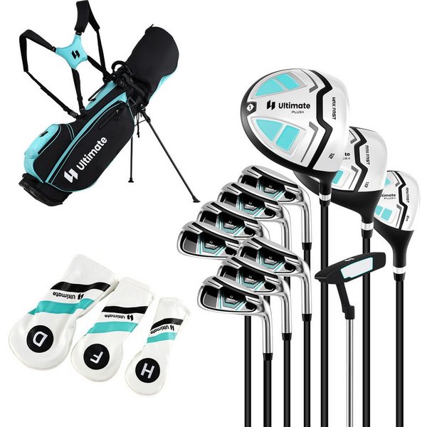 COSTWAY Golfschläger + Golfbag, Leichte 11 teilige Damen Golfschlägersätze rechtshändig