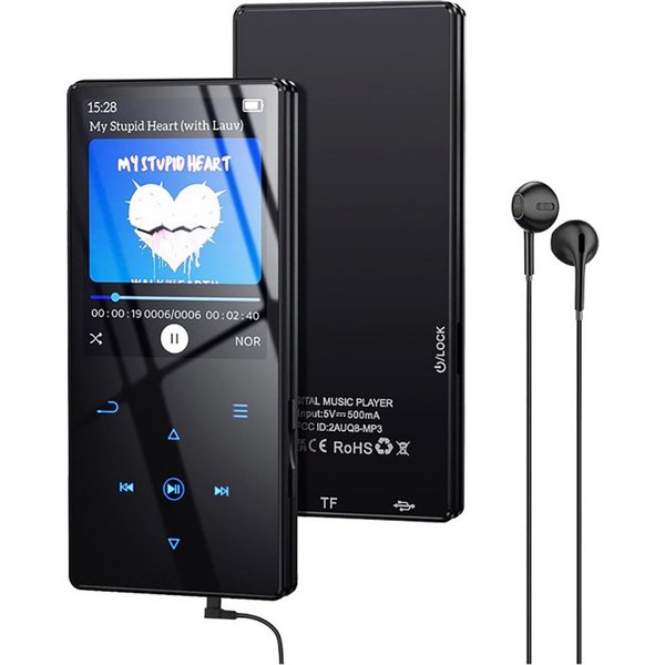 Lisabonde MP3-Player mit Bluetooth 5.3, 32GB interner Speicher, Hifi-Klang MP3-Player (32 GB, Bluetooth, Hifi Sound, 8-in-1 Multimedia, Lautsprecher, Metallgehä