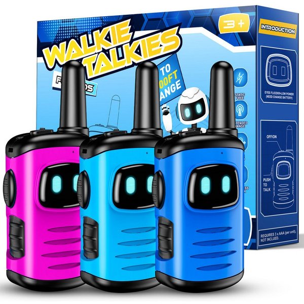 Wootoy Walkie Talkie Funkgeräte Kinder Roboter-Walkie-Talkies Spielzeug, (mit Reichweite von bis zu ca. 300 m unter geeigneten Bedingungen, 3-St., Push-to-Talk-