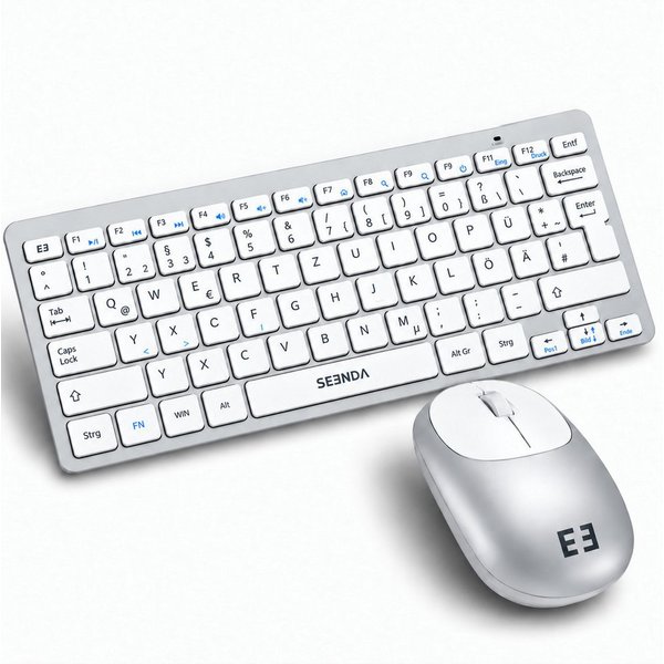 Seenda Kleine Tastatur Maus Set kabellos mit USB Empfänger Tastatur- und Maus-Set, (Ultradünne 70% Tastatur), mit USB Empfänger