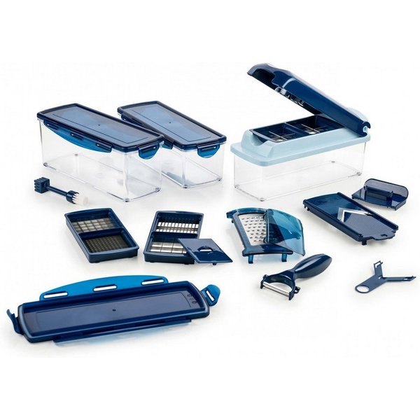 Genius Gemüseschneider Genius Nicer Dicer Plus 18 Teile Obstschneider Zwiebelschneider, 18tlg. Obstschneider Zwiebelschneider Pommesschneider