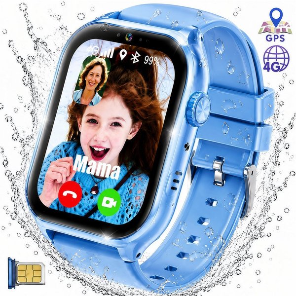 ibettertec Kinderuhr 2026 Smartwatch Kinder mit GPS und 4G, Installierbare APP Smartwatch (Smartwatch cm) 1,83"", 8GB, GPS+LES+WiFi, 4G-LTE, IP67, SOS, Bluetoot