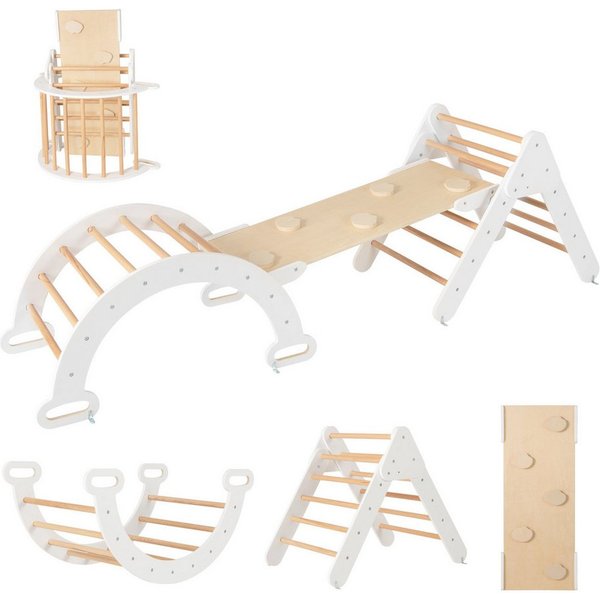 COSTWAY Klettergerüst, 4 in 1 Kletterbogen mit Rampe, Tragfähigkeit von 50kg