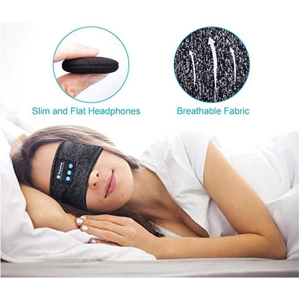 Stelby Bluetooth Schlafmaske mit Kopfhörern – Schlafband mit Musik Blau Bluetooth-Kopfhörer (Nein, Bluetooth, Bluetooth-Schlafkopfhörer-Stirnband, weich, waschb