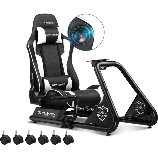 GTPLAYER Simulator Cockpit, sim racing cockpit racing wheel stand Controller (mit Bluetooth-Lautsprecher und Pedalablage)