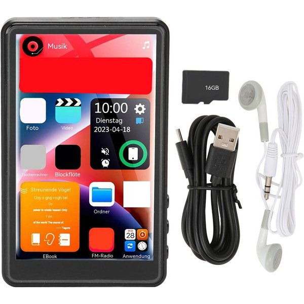 Topcony 16GB MP3 Player Bluetooth 5,0 mit 4" TFT Farbbildschirm HiFi Musik MP3-Player (16 GB, bluetooth, Kinder MP3 Player mit Lautsprecher FM-Radio E-Book Aufn
