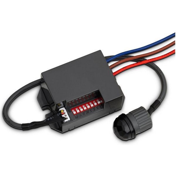 SEBSON Bewegungsmelder Mini Einbau Infrarot Sensor - Programmierbar, Reichweite 6m / 360°, (1-St), LED geeignet 400W, 3 Draht, Schalter 56x37x26mm, Sensor Ø18x2
