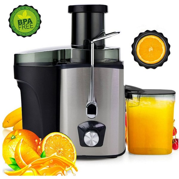 wohnTRAUM24 Entsafter Entsafter, Entsafter Gemüse und Obst, 600W Entsafter aus Edelstahl, 600 W, Schnelles Zentrifugal-Entsafter, Füllöffnung und 3 Geschwindigk