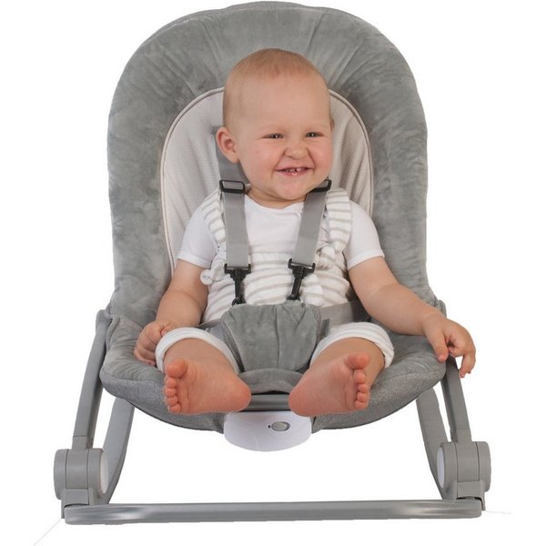 Lemodo Babywippe Babywippe B-Rocker grau mit Musik, Vibration, Spielebogen, klappbar