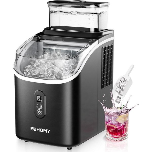 EUHOMY Eiswürfelmaschine Eiswuerfelmaschine 15 kg/24H, Quadratische Eiswürfel, 2L, Eiswuerfeldicke individuell einstellbar mit Timer und Selbstreinigung