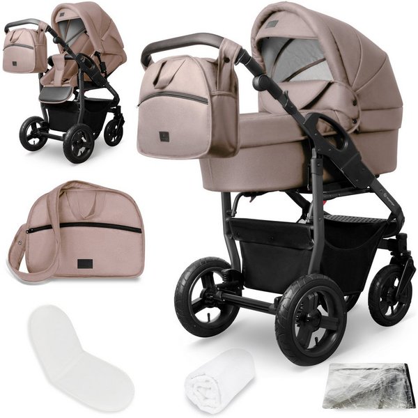bergsteiger Kombi-Kinderwagen Babywagen Capri 3in1, Kombikinderwagen Komplettset, (10-tlg)