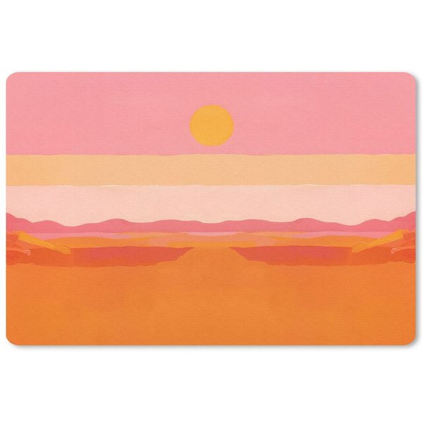 MuchoWow Mauspad Sonne - Abstrakt - Landschaft - Orange (1-St), Mouse pad Klein, Gaming Deko, PC Zubehör, 27x18 cm