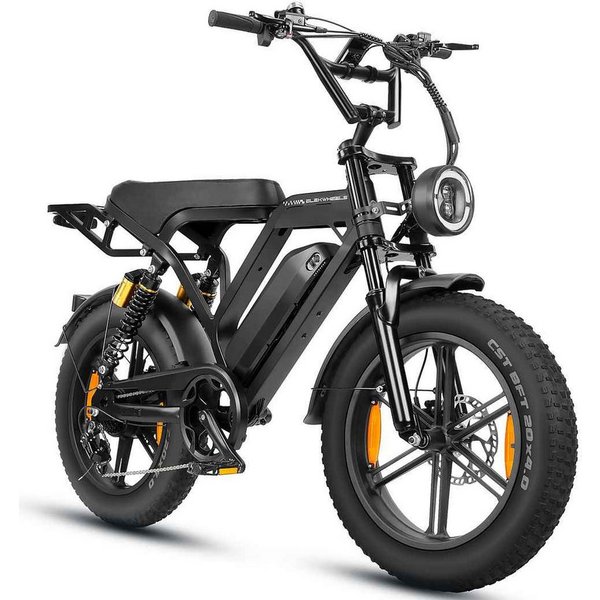 Vankel E-Bike Mountainbike E-Fahrrad 20” x 4.0” Damen u. Herren 720/1440Wh Max.108/216KM, Kettenschaltung, Heckmotor, 720 Wh, (Beleuchtungsset mit Batterieladeg