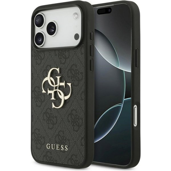 Guess Handyhülle iPhone 18 Pro Max Big Logo Metall Schutzhülle Case Kunstleder 6,9 Zoll, Kantenschutz