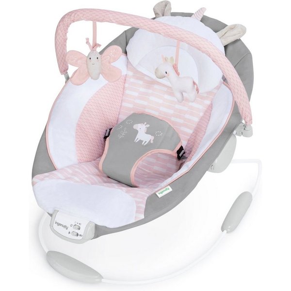 ingenuity Babywippe Soothing Bouncer, Flora the Unicorn, mit Vibration und Melodien