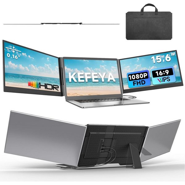 KEFEYA Dual-Screen-Laptop-Bildschirm-Extender Portabler Monitor (40 cm/15.6 ", 1920 * 1080 px, Full HD, 60 Hz, HDR, für 13–17,3 Zoll, kompatibel mit Windows, An