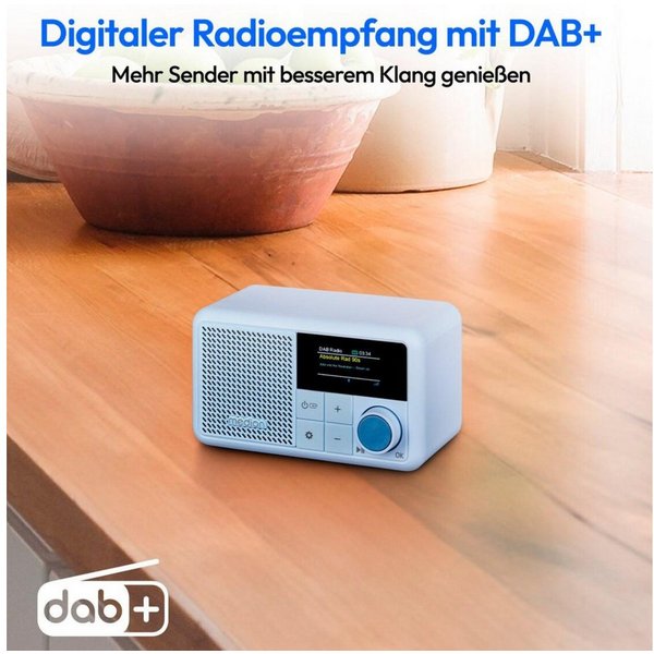 Medion® Tragbares DAB+ Radio MEDION® LIFE® S66822 (MD44822) Radio (MW/UKW, AM/FM, DAB+, RDS, 2 W, ca. 6,5 Akkulaufzeit, Farb-TFT-Display, Bluetooth® 5.3, IPX1-S