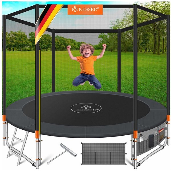 KESSER Gartentrampolin, Ø 305 cm, Trampolin TÜV Rheinland GS Zertifiziert Komplettset Sicherheitsnetz