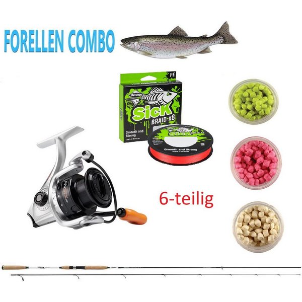 Abu Garcia Forellenrute Forellen Lifter Set Rute Rolle geflochtene Schnur Köder 6-teilig, (Spar-Set, 6-tlg), Ideal auch als Geschenk