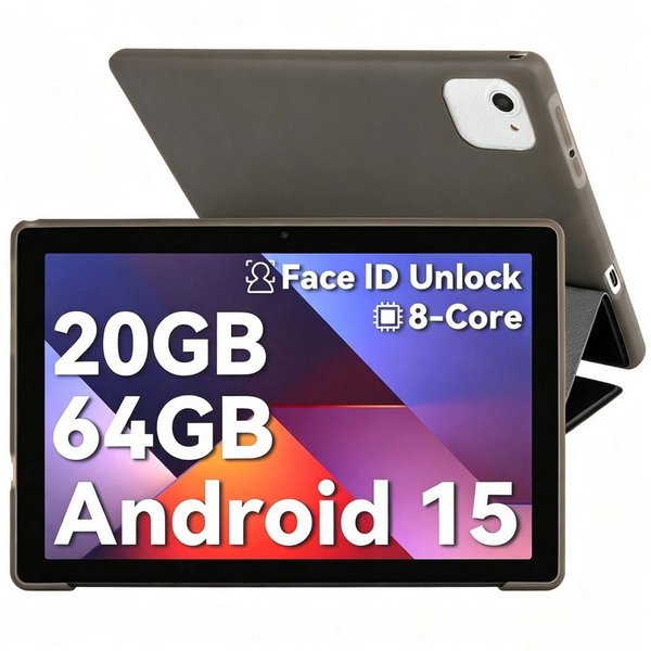 BUFO 10 Zoll 64GB ROM, HD Display, 5000 mAh, WiFi 6 Bluetooth Tablet (10", 64 GB, Android 15, 2,4G/5G WiFi, mit Schutzhülle, Blaulichtfilter, Superschlank, mega