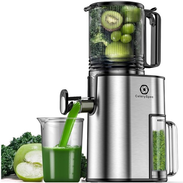 Azmsary Slow Juicer mit 130mm Einfüllöffnung, 99,6% Saftausbeute & BPA-frei, 250 W