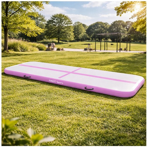 HAGO Sportmatte AirTrack Turnmatte Tumbling Gymnastikmatte Tumblingmatte aufblasbar (1-St), Rutschfest, aufblasbar, Tragegriffe