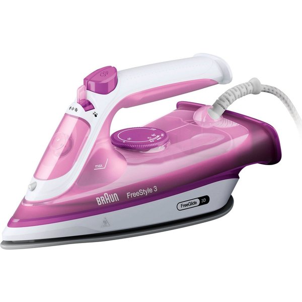 Braun Dampfbügeleisen FreeStyle 3 FI 3124 PU - 2.400 W, 170 g Dampfstoß, 270 ml Wassertank, 2400 W, 45 g Dampfmenge, SuperCeramic Bügelsohle, 35 Sek. Aufheizzei