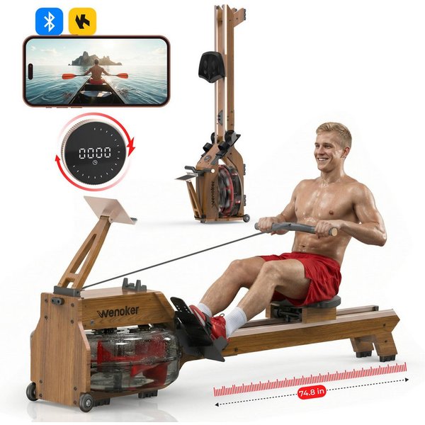 Wenoker Rudergerät Wasser für Zuhause aus FSC-Massiv-Eiche App-kompatibel, 22L-Wassertank (1-tlg., LCD-Display mit Drehregler, mehrstufig einstellbarer Widersta