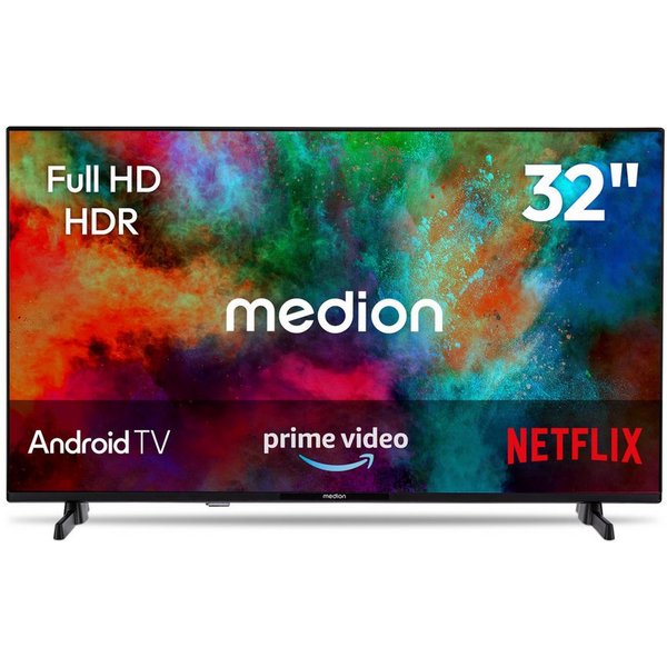 Medion® MD832100 LCD-LED Fernseher (80 cm/32 Zoll, 1080p Full HD, Android TV, HDR10, DTS HD, Virtual X, Playstore, Netflix, HBO Max, Prime Video)