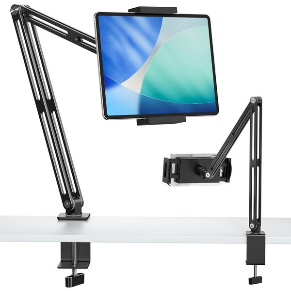MC Star Halterung Aluminium Tablet Halterung - iPad Halterung für tisch & bett, (verstellbare Armklemme mit 360° drehbarer Basis, tablet ständer Kompatibel für 