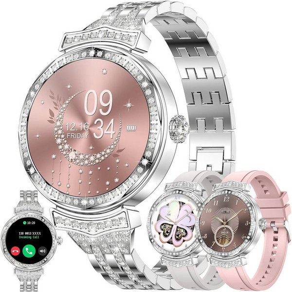 Zevelora Damen's Telefonfunktion Fitness Tracker Aktivitätstracker Smartwatch (3,35 cm/1,32 Zoll, Android/iOS), mit austauschbarem weichem Silikonarmband, mit S