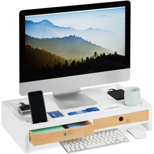 relaxdays Monitor-Halterung Monitorständer Organizer XL, (1-tlg)