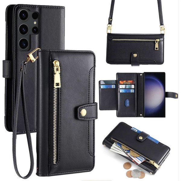 betterfon Handykette für Samsung Galaxy Leder Umhänge Hülle mit Kartenfächer, Hände frei – mit Silikonhülle & Schnur für flexiblen Alltag