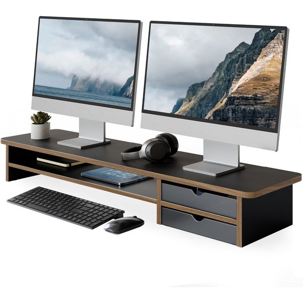 Fenge Monitorständer 108 cm breit, mit 2 Schubladen, (Schubladen flexibel positionierbar, wasserabweisend, kratzfest, fingerabdruckresistent)