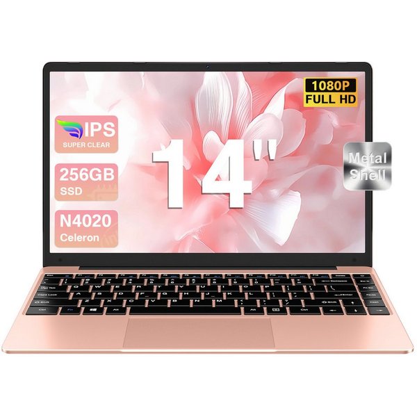 bvate Laptop, 14 Zoll, N4020, 6GB RAM, 256GB SSD Notebook Notebook (35 cm/14 Zoll, Celeron N4020 N4020 Celeron N4020, Celeron N4020, 6 GB, 256 GB SSD, 180° Dreh