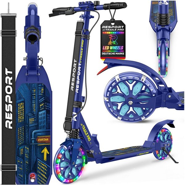 RE:SPORT Cityroller RE:SPORT® Trailz Pro Cityroller Scooter inkl. Tragegurt und Klingel, (Scooter höhenverstellbar & klappbar, Kickscooter Tretroller inkl. Hand