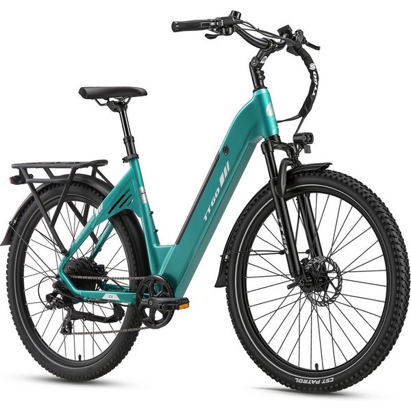 TTGO E-Bike Cityrad 28 Zoll, 70 Nm, Federsattelstütze, C5, für Alltag, Pendeln und Touren, 7 Gang Shimano, Kettenschaltung, Heckmotor, 648 Wh, City Pedelec mit 