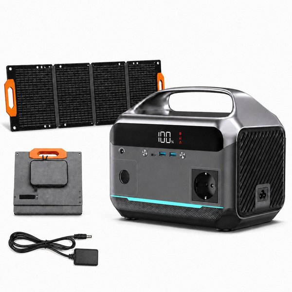 Goldstern-Tech Powerstation 288Wh Powerstation, 600W Ausgangsleistung, USB-C & Solarladung (12V - 28V V), Tragbare Powerstation 288Wh Akku, USB-C, Solarladung, 