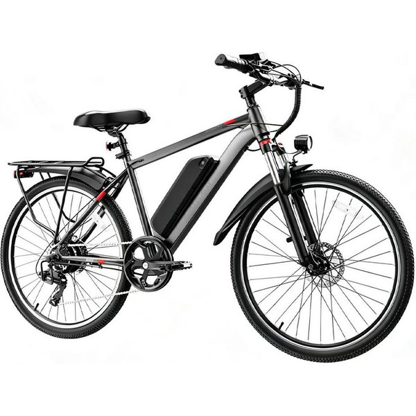 Vankel E-Bike Mountainbike 26 Zoll für Damen und Herren, 720 Wh, bis zu 120 km, App, Kettenschaltung, Heckmotor, 720 Wh, Für Alltag und Touren mit Federgabel, D