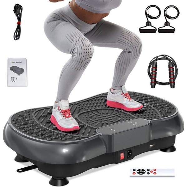 Dskeuzeew Vibrationsplatte Vibrationsplatten mit leiser Motor + Bluetooth, 99 Intensitätsstufen, (Packung, inkl. Trainingsbänder), Ganzkörpertraining, Fett verl