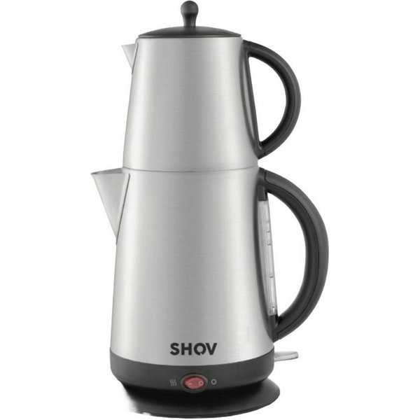 SHOV Wasser-/Teekocher Elektrischer Edelstahlteekocher Vol:1,7L, TeeVol:1L Dual-Heizelement