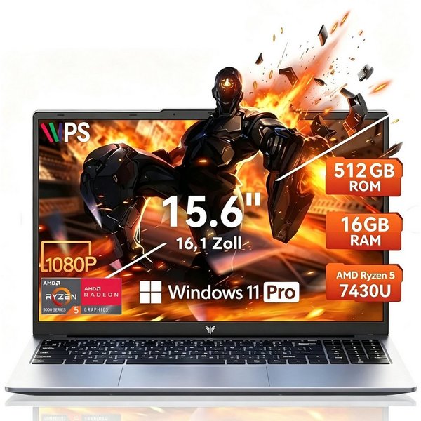 ACEMAGIC Laptop 15,6 Zoll, AMD Ryzen 7 7730U, 16 GB RAM, 512 GB SSD Gaming Notebook (39,6 cm/15.6 Zoll, AMD R5 7430U, AMD Radeon Grafik, 16 GB, 512 GB SSD, bis 