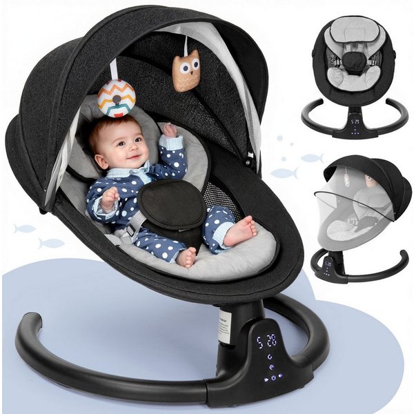 Insma Babywippe elektrisch Babyschaukel 5 Gang Schaukelstuhl Baby bluetooth, 3 Timer (1-tlg), mit bluetooth-Musik, abnehmbarem Kissen, Spielzeug, Batteriekompat