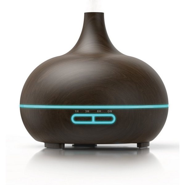 Arendo Diffuser Ultraschall LED Aroma Diffusor 300ml, Luftbefeuchter, Holzdekor, Timer, 0,3 l Wassertank, fürs Schlafzimmer, Raumbefeuchter, Nachtlicht, leises 
