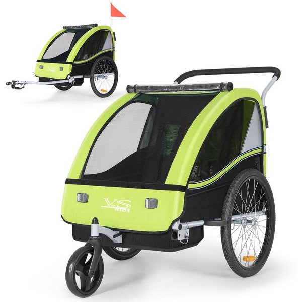 TIGGO Fahrradkinderanhänger TIGGO VS Kinderfahrradanhänger 2 in 1 Kinderanhänger Fahrradanhänger, für 1-2 Kinder geeignet