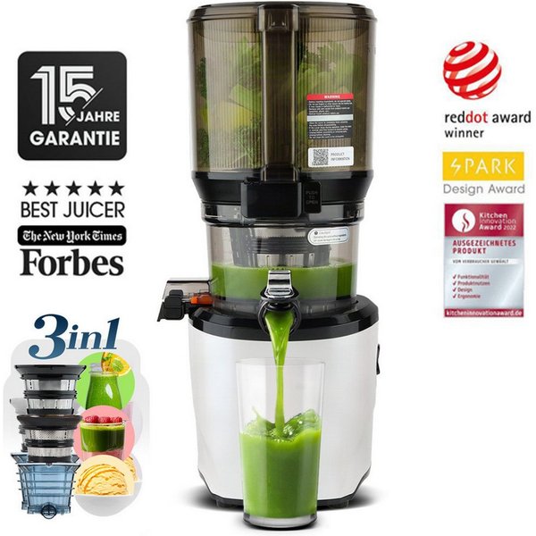 Kuvings Slow Juicer KUVINGS AUTO10S HANDS-FREE SLOW JUICER Premium (KHS-2591CE), 200 W, 3.000-ml-Hopper,Saft, Smoothies, Sorbet, Nussmilch (mit Filter-Set)