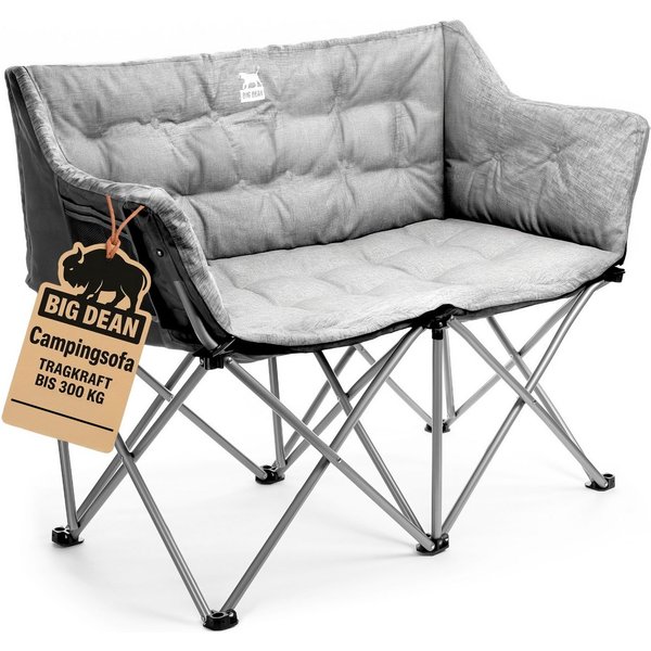 BigDean Campingstuhl faltbar 2 Personen 300kg belastbar weich gepolstert (Packung, 1 St), Pulverbeschichteter Stahlrahmen & 600D Oxford Gewebe