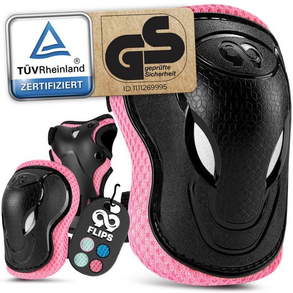 99FLIPS Protektoren-Set Inliner Schoner Kinder Protektoren Schützer Set mit Knieschoner (Skateboard Schutzausrüstung Geschenke für Kinder, 6-tlg., Knieschützer 